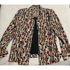 Vintage Impressions Women's Size Medium Printed Button Up Top Multicolor
